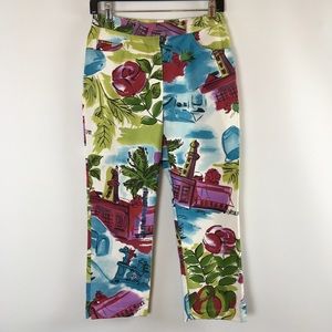 St. John Sport Pants Stretch Floral Beach Print